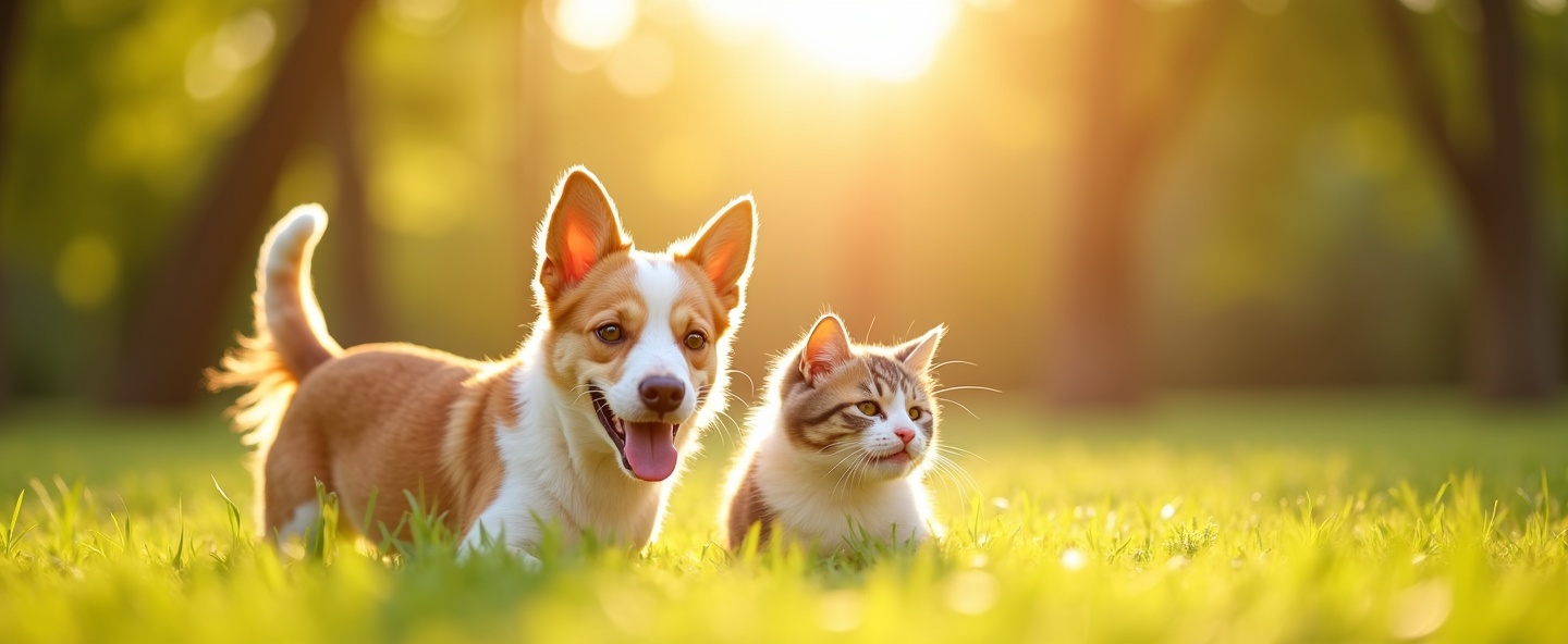 Cachorro e gato felizes